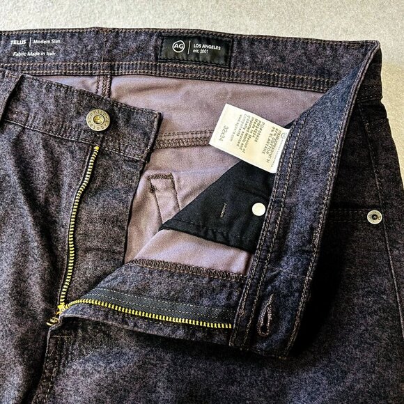 AG Adriano Goldschmied Tellis Modern Slim Sueded Sateen Pants Black Size 32x34 - Picture 9 of 16